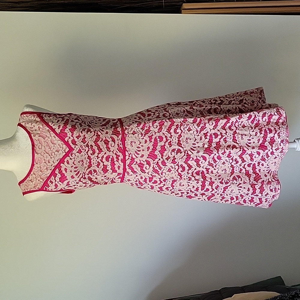 Adriana Papell Laced Dress with Sheer Front and Back